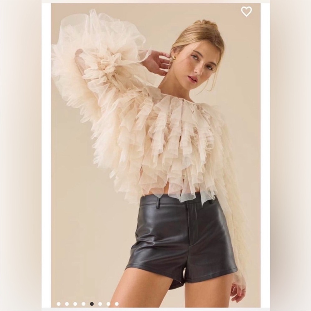 Altard state Elegant Cream Ruffled Women's Top